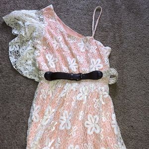 One Shoulder Floral Lace Summer Dress